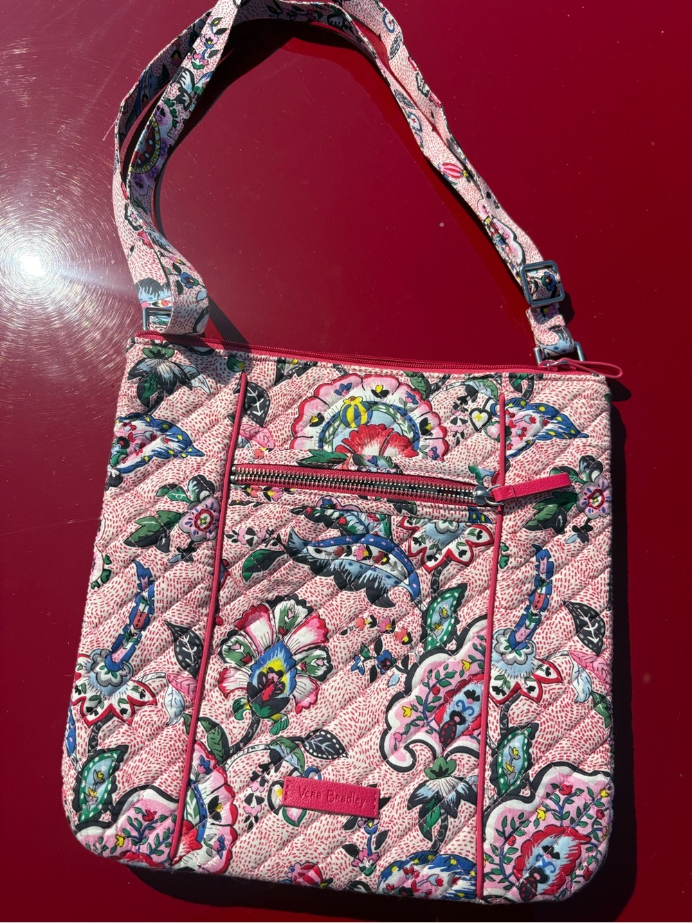 Vera Bradley Stitched Flowers Pattern Hipster Crossbody Bag